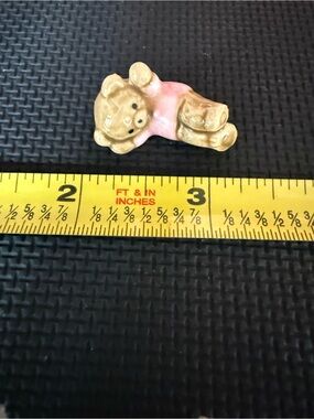 Teddy Bear PinkBug House Japan Ceramic Miniatures Mini Figurine Dollhouse
